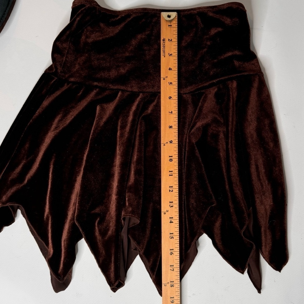 Fairycore Whisicore Brown Y2K Velour Flouncy Mini Skirt Size Small - Picture 3 of 5